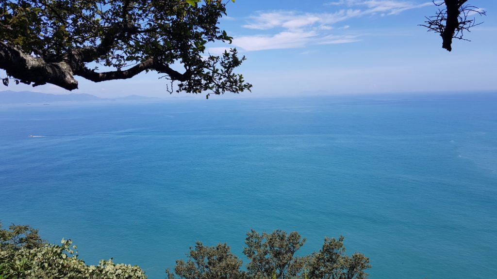 Clear blue sky and beautiful ocean scenery at Hyangiram in South Korea.