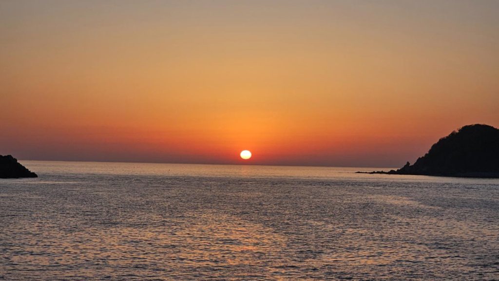 Beautiful sunrise over an island on Korea's west coast in the early morning