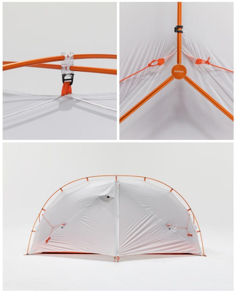 Aluminum pole frame structure that supports the KOVEA Core Lite 1.5 tent