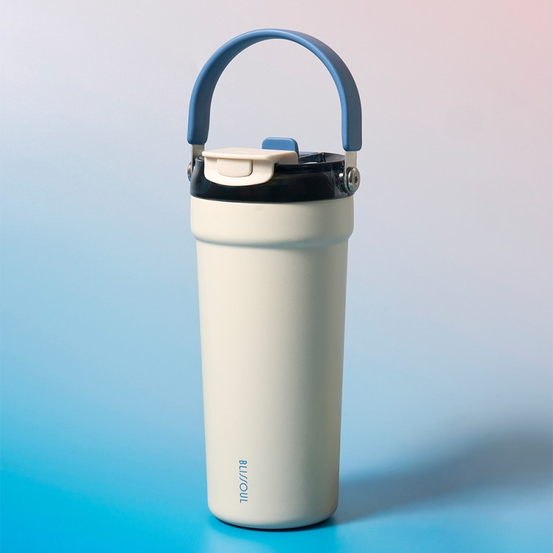 LocknLock Bliss Soul Ceramic Pure Tumbler 700ml Review showing the blue ceramic-coated insulated tumbler.