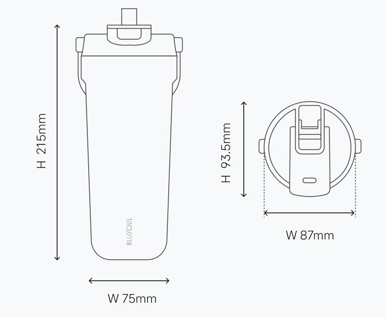 LocknLock Bliss Soul Ceramic Pure Tumbler 700ml Review showing the tumbler's dimensions and size.