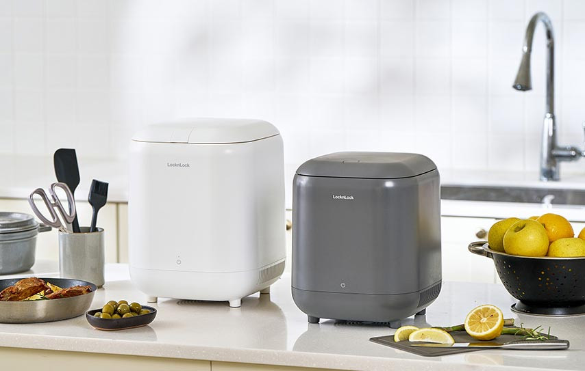 Modern LocknLock Food Waste Refrigerator blending seamlessly with a stylish kitchen interior.