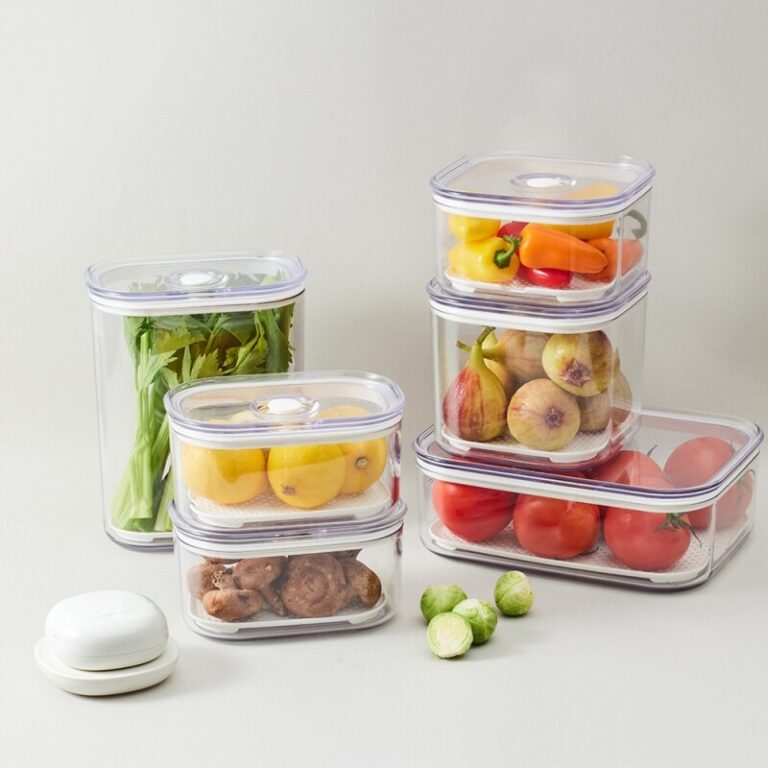LocknLock Fresh Maestro Vacuum Container Review showing the complete vacuum container filled with fresh food