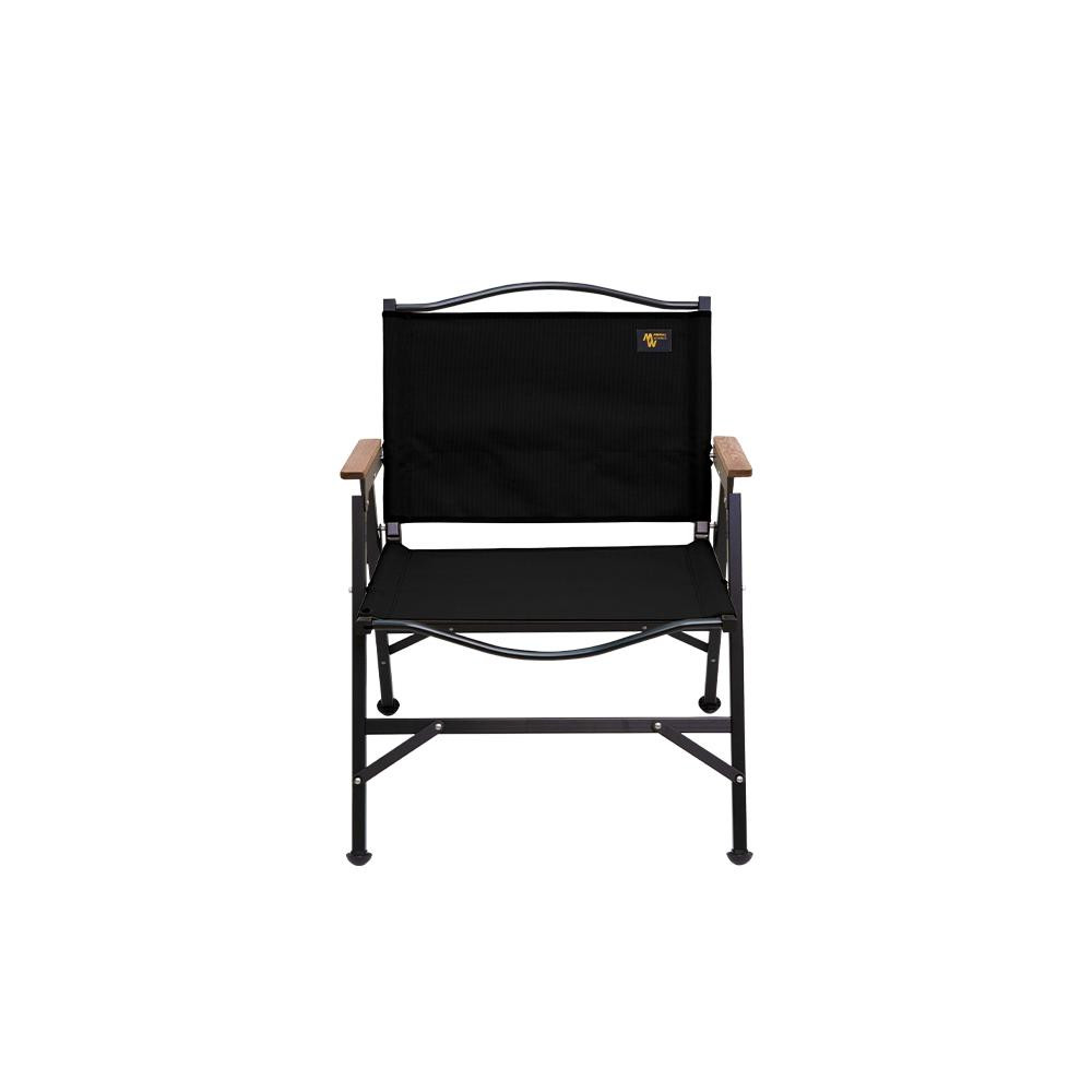 Minimal Works Life Folding Chair B Plus Review showing the black camping chair from the front