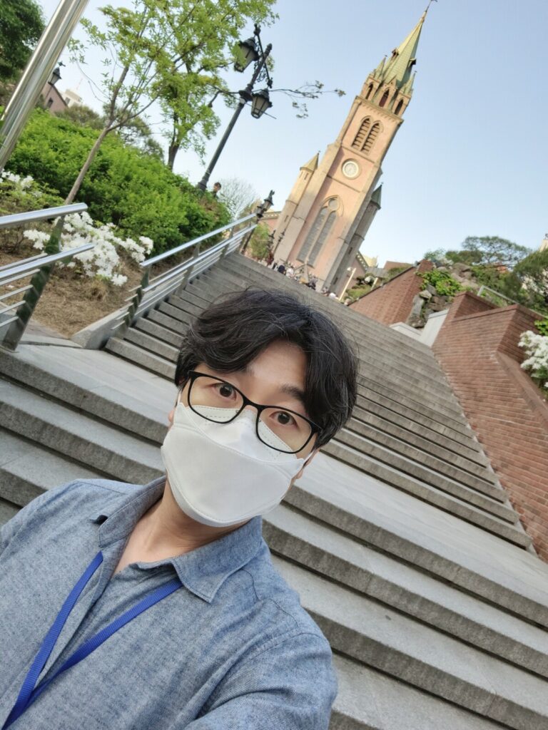 The beautiful Gothic-style architecture of Myeongdong Cathedral, a must-visit landmark in Myeongdong, Seoul.