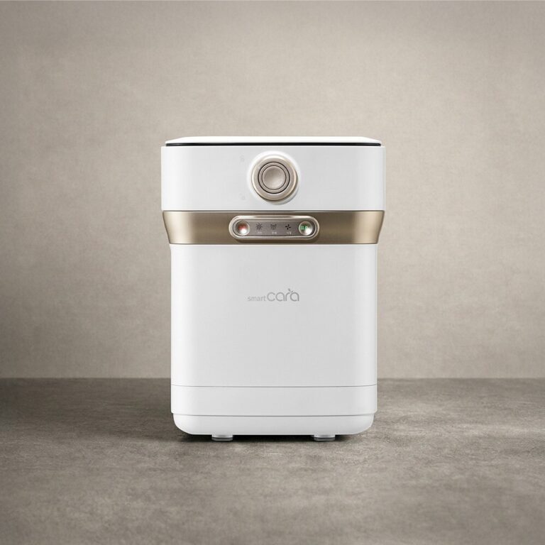 A full front view of the Smartcara 400 Pro X indoor food waste disposer showcasing its sleek modern design.