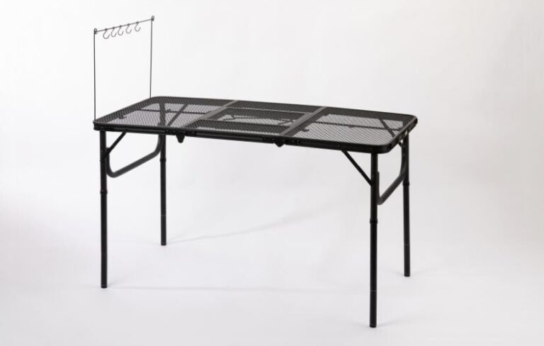 KOVEA Mesh IGT 3 Folding Camping Table Review showing the complete modular camping table setup.