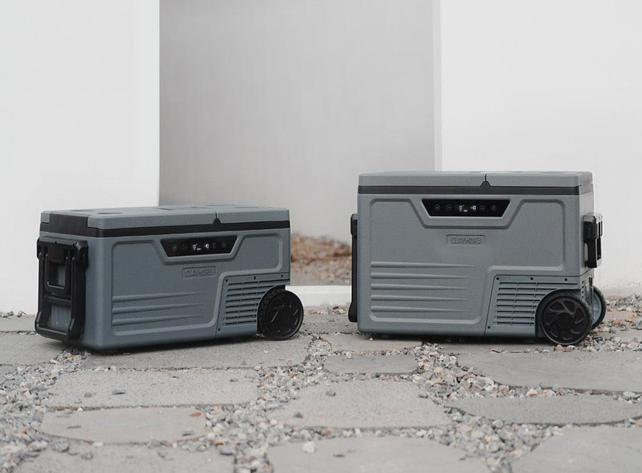 CLAYMORE Fridge 2 camping refrigerator review comparing the 35L and 55L models.
