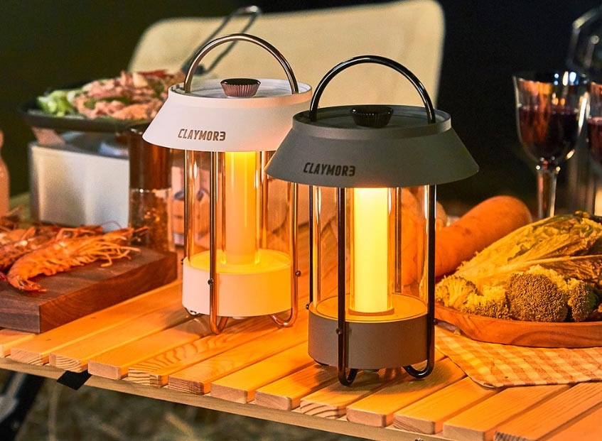 CLAYMORE Selene LED Lantern in white and gray color options