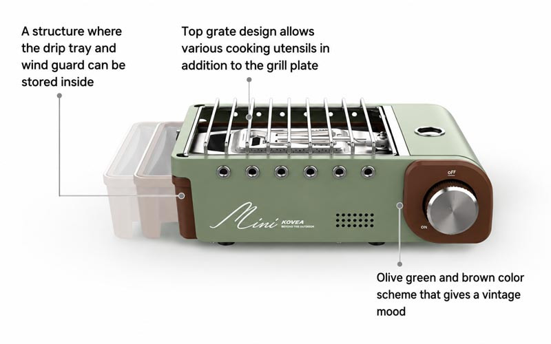 Kovea Gui Bada Mini features and functional details of the portable cooking system
