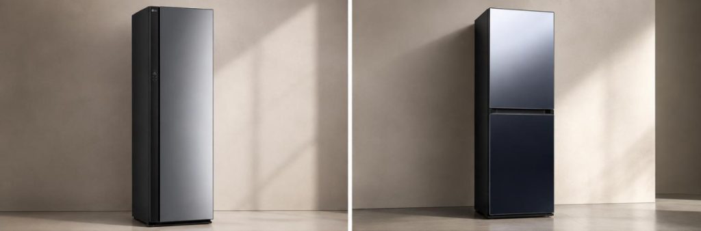 LG Styler SC5GMR80H and Samsung Bespoke AirDresser DF24CB9900CR design comparison