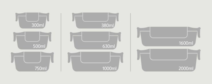 LocknLock Top Class glass container size options and dimensions