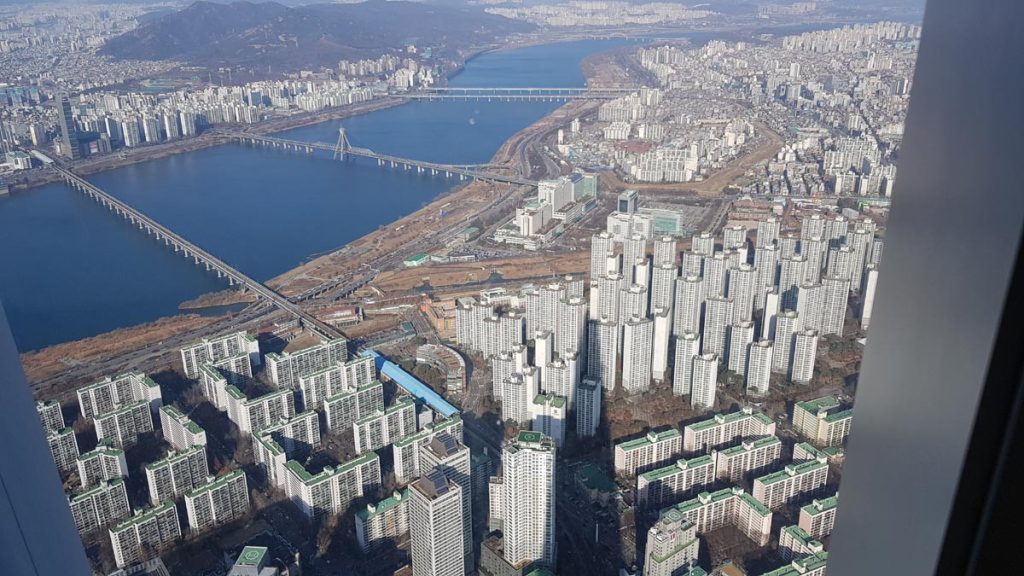 Han River view from the Lotte World Tower observation deck