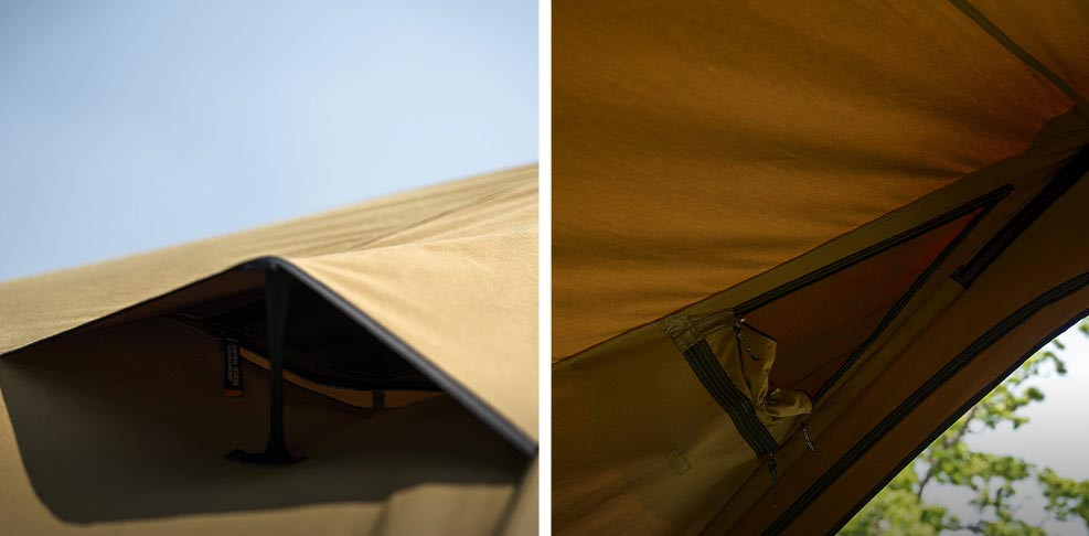 Minimal Works Superposition shelter showing its practical design features and construction details
