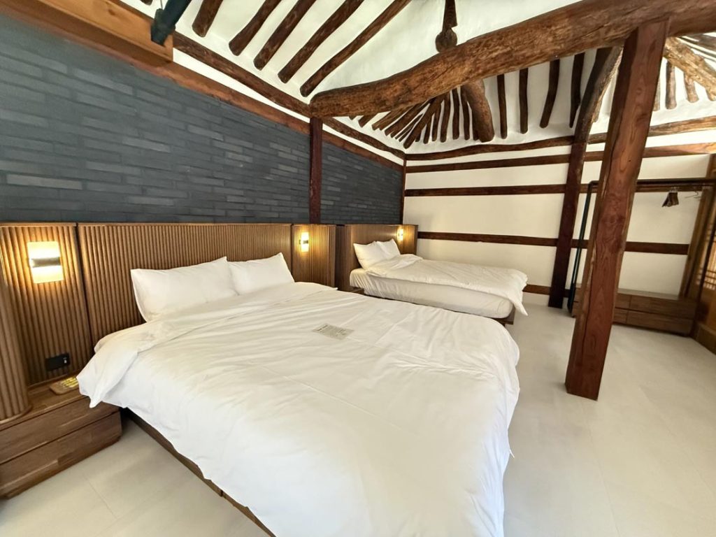 Interior of a traditional Korean-style accommodation with a warm and peaceful atmosphere
