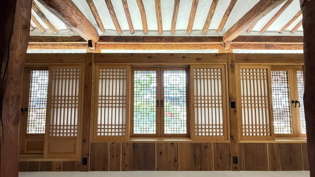 Beautiful traditional Korean window frame at a Korean-style accommodation