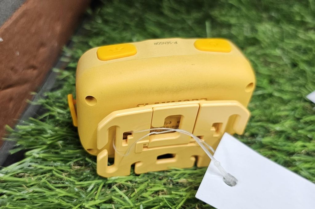 Rear view of the yellow CLAYMORE Heady 3 showing its adjustable mounting bracket and attachment points